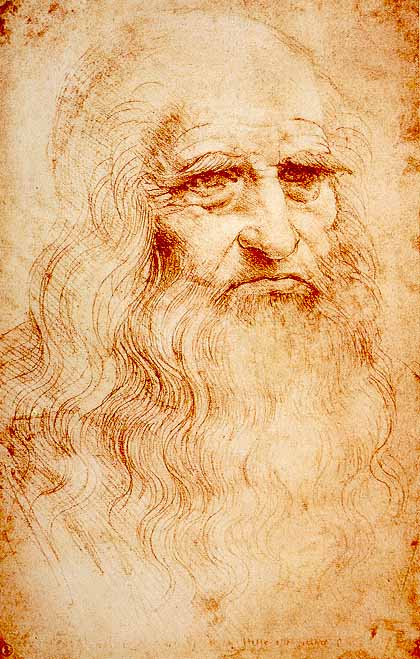 Self-portrait with Red Chalk, Leonardo da Vinci, Royal Lİbrary, Torino, İtalya