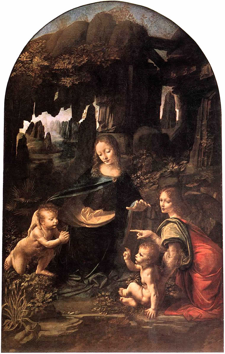 Virgin of the Rocks, Leonardo da Vinci, Louvre Müzesi, Paris, Fransa