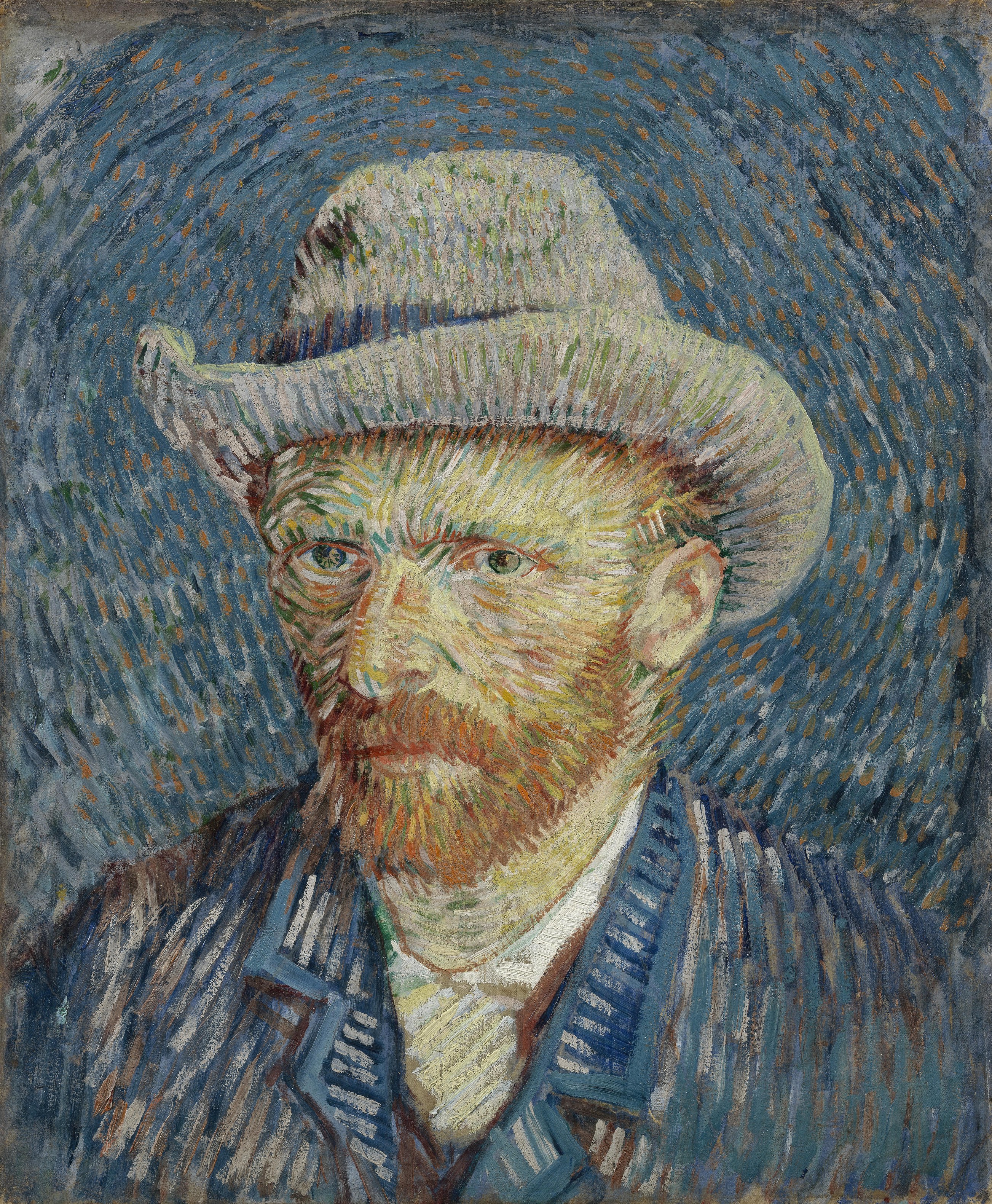 Self-Portrait with Grey Felt Hat , Vincent Van Gogh, Van Gogh Museum, Amsterdam, Hollanda